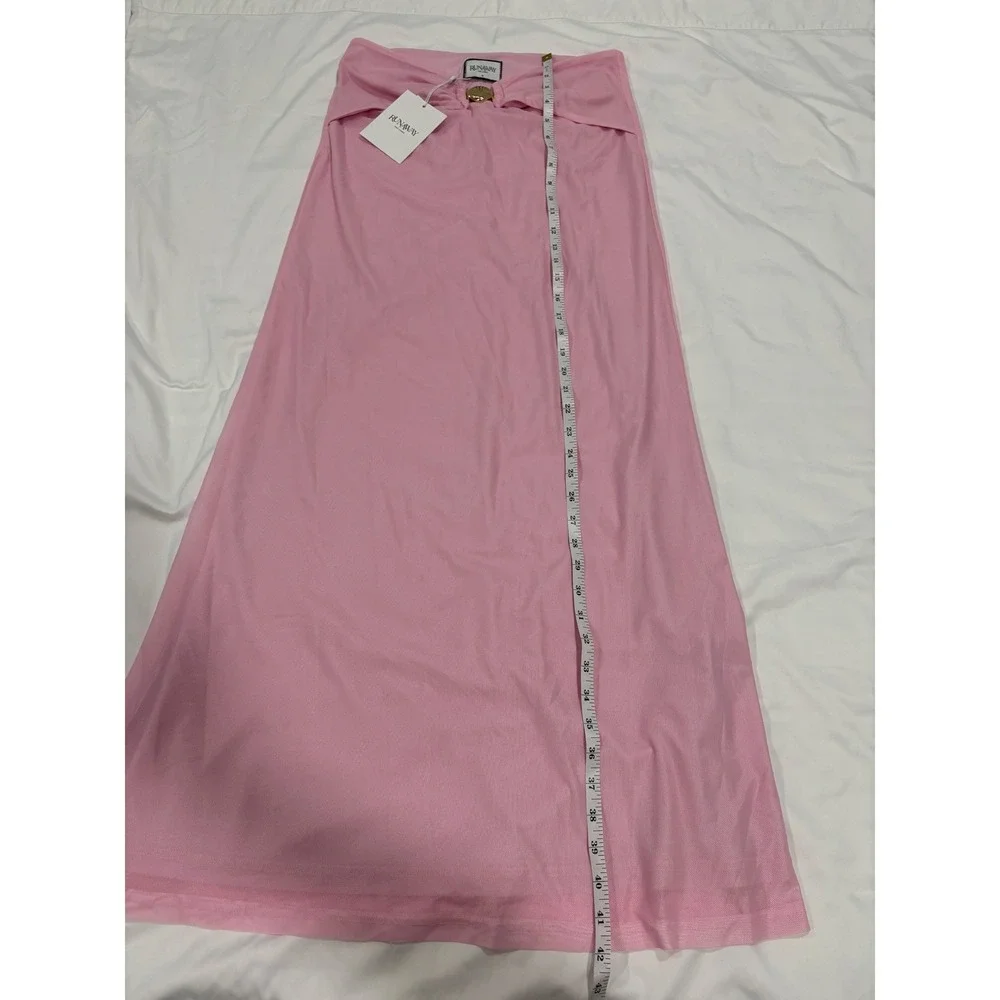 Runaway The Label NWT Rikki Maxi Skirt Pink Mesh Shell Beach Resortwear Medium